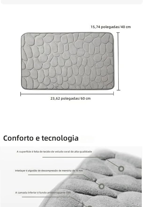 Tapete de Veludo com Espuma Memory Foam